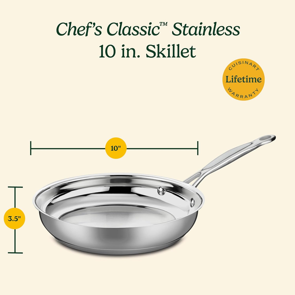 Sartén Abierto Cuisinart 10, Acero Inoxidable, Modelo 722-24