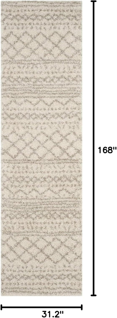 Alfombra Runner Shag, Diseño Marroquí, Ideal para Áreas Transitadas