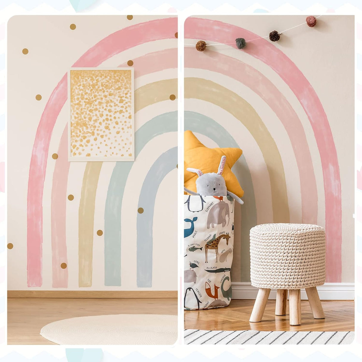 6 pegatinas de pared de arcoíris de 94,5 x 82,7 pulgadas