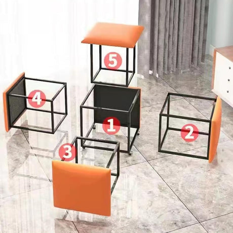 Otomanas Apilables 5 en 1 con Ruedas y Asiento Giratorio