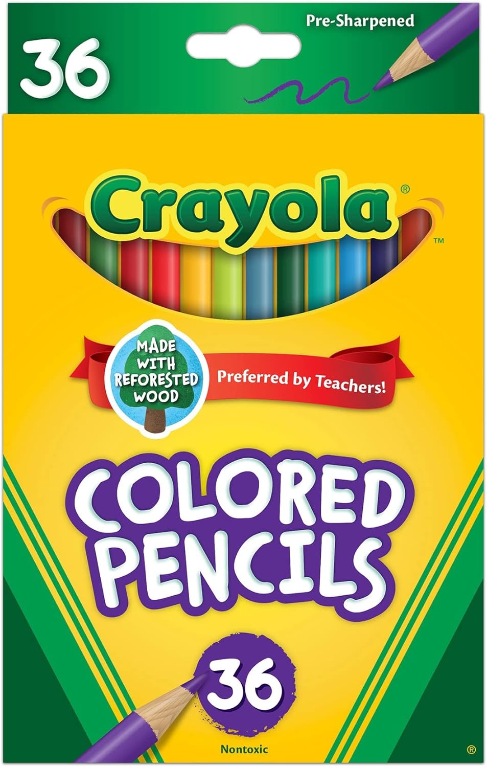 Crayola Juego de lápices de colores, suministros escolares, colores surtidos, 36 unidades, largo