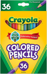 Crayola Juego de lápices de colores, suministros escolares, colores surtidos, 36 unidades, largo