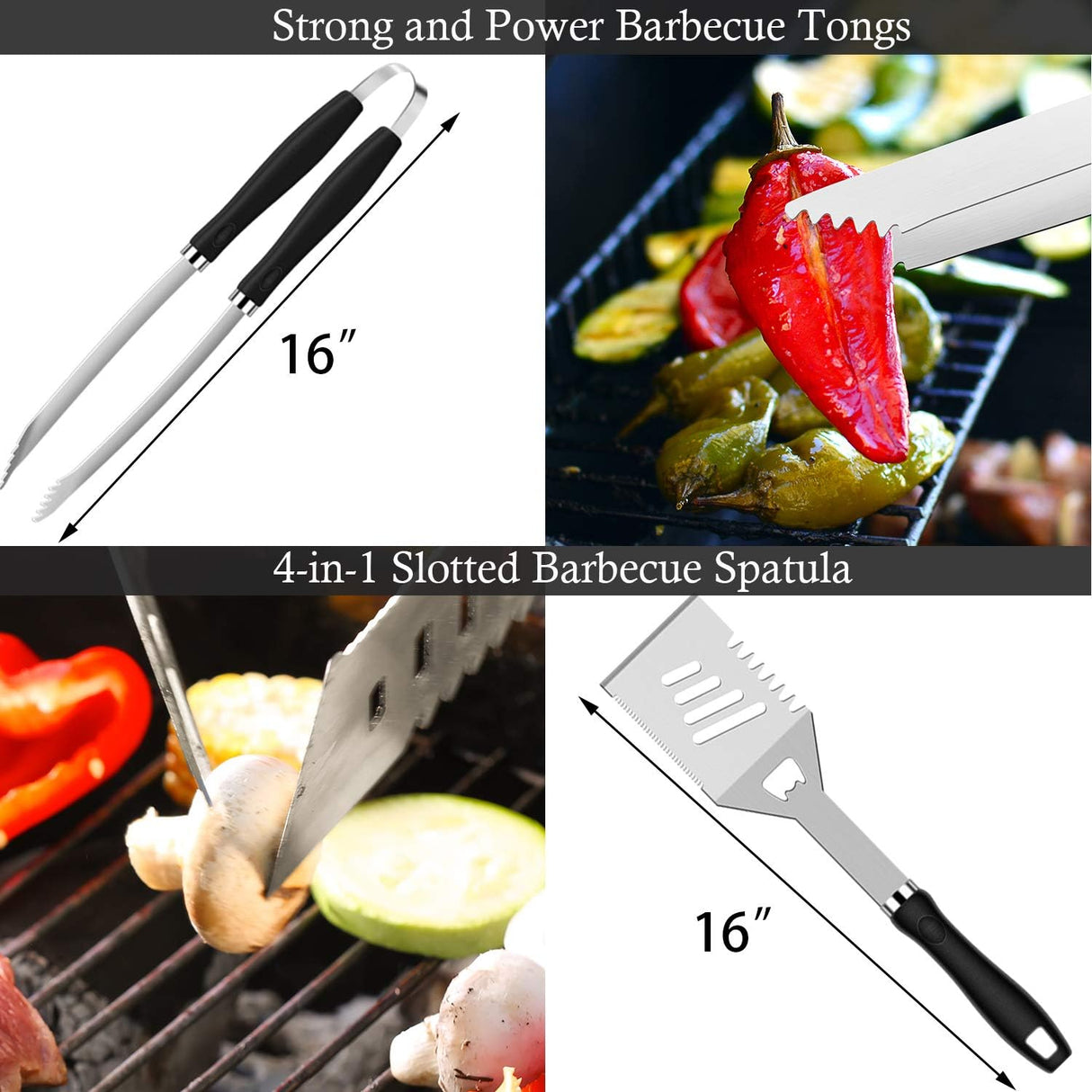 Kit de Accesorios de Parrilla 26pcs ROMANTICIST, Acero Inoxidable