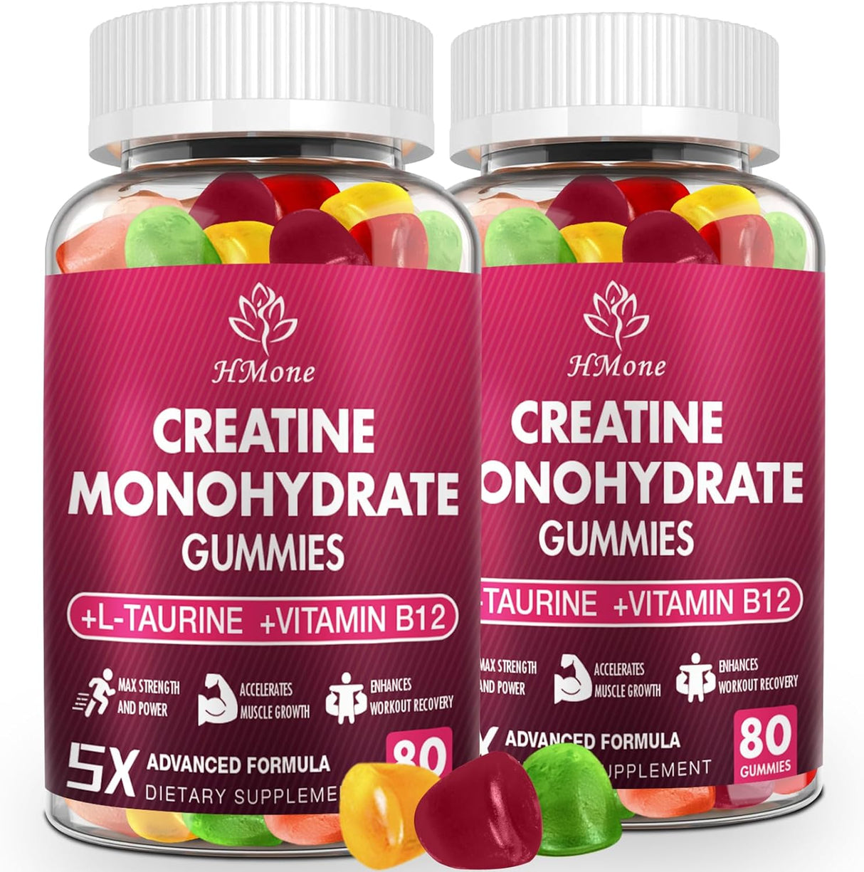 Creatina Monohidrato Gummies - 160 cápsulas, veganas, sin azúcar
