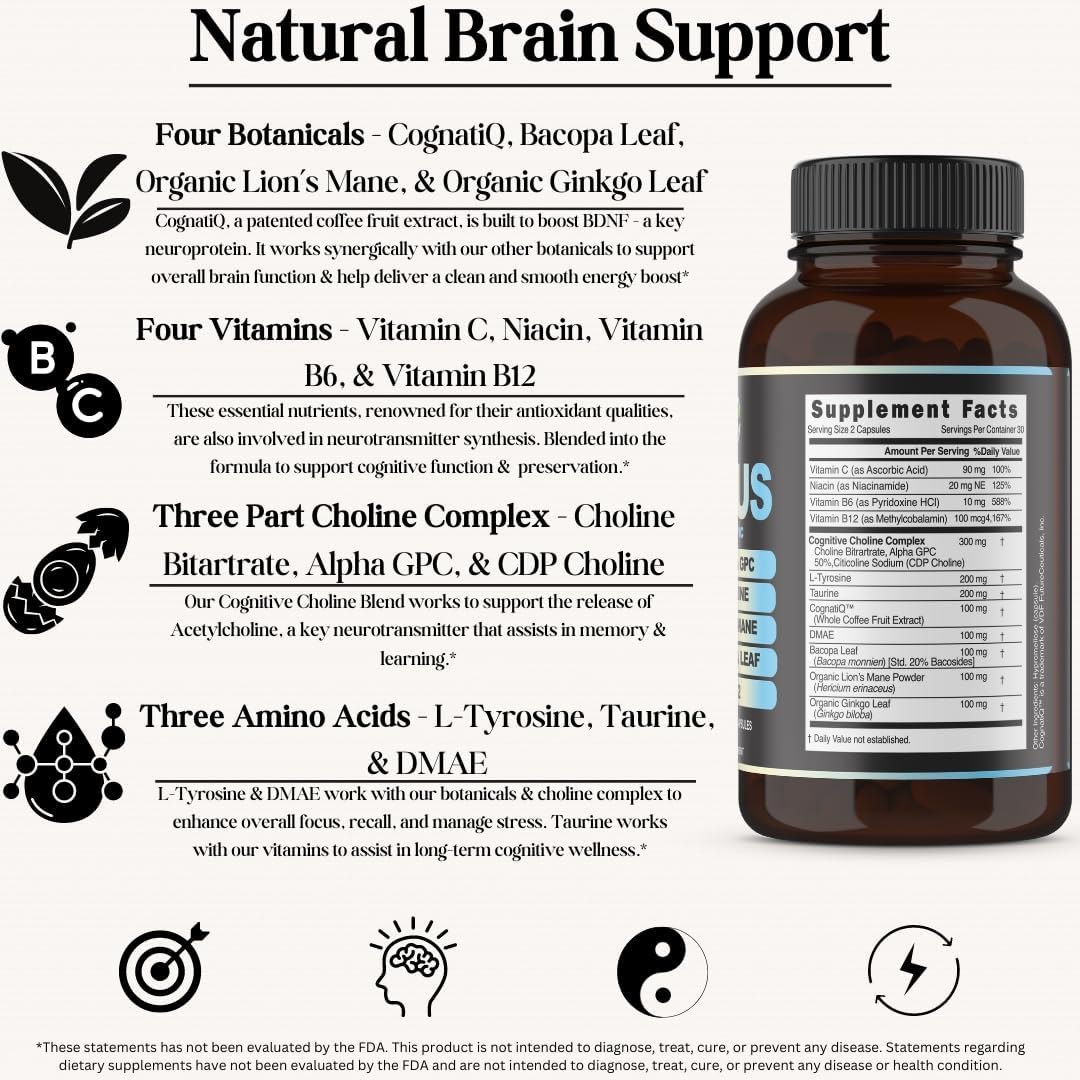 Suplemento Nootrópico Focus 14-en-1 con Lions Mane y Alpha GPC
