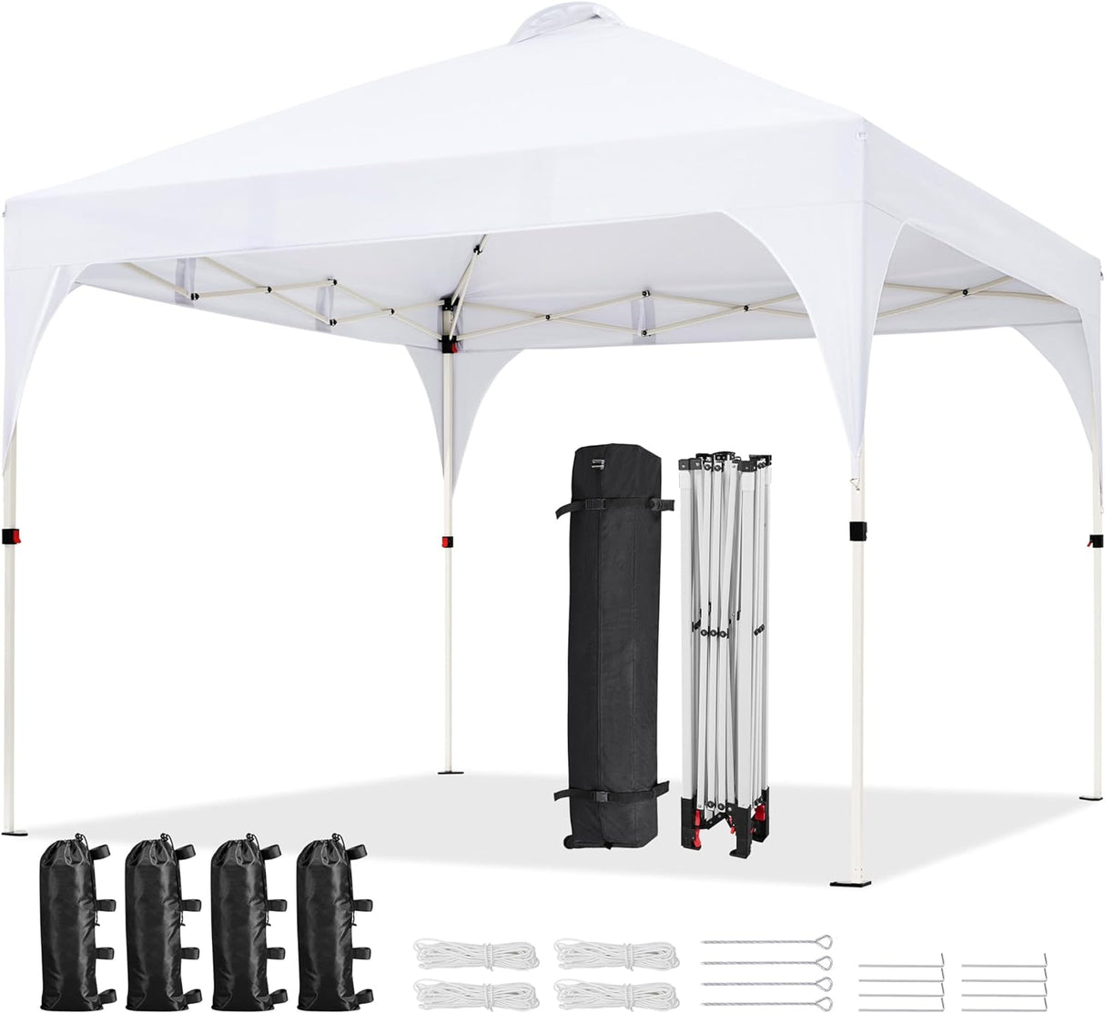 Tienda de Playa: Carpa Plegable 10x10 con Ventilación Blanca