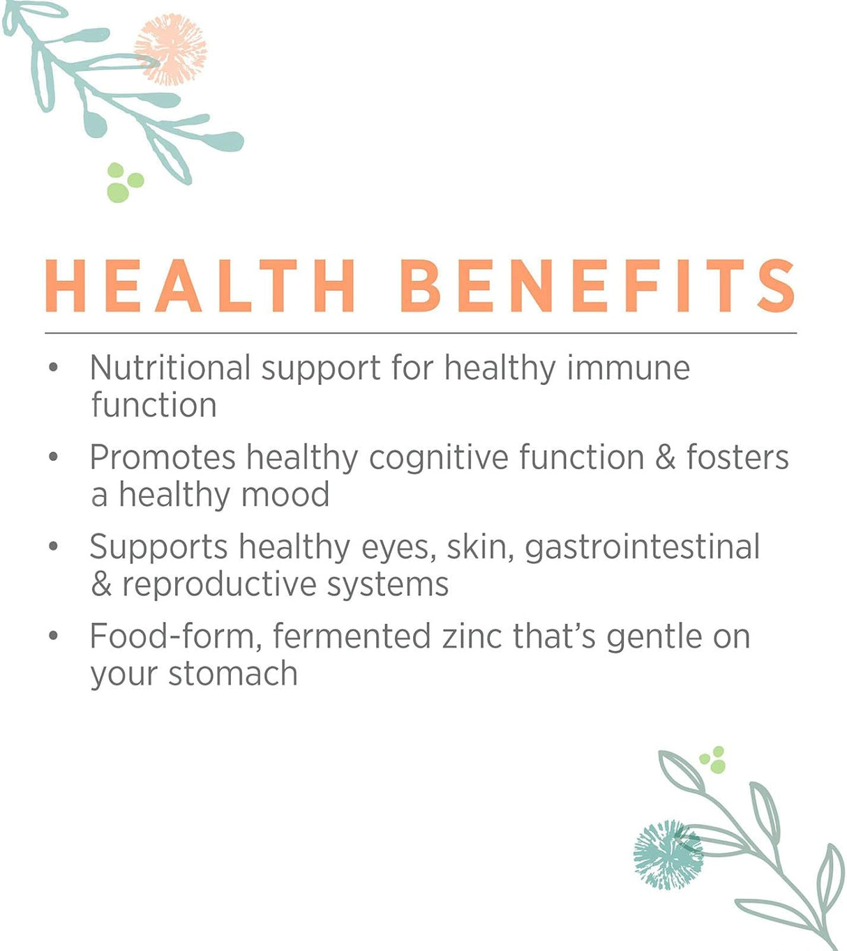 Suplementos Complejo de zinc  60 cápsulas  orgánicos Vegano