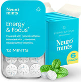 NeuroGum Energy Caffeine Mints (72 piezas) – Sin azúcar con L-teanina + cafeína natural + vitamina B12 y B6 – Suplemento nootrópico de energía y enfoque para mujeres y hombres – Keto y vegano, sabor a