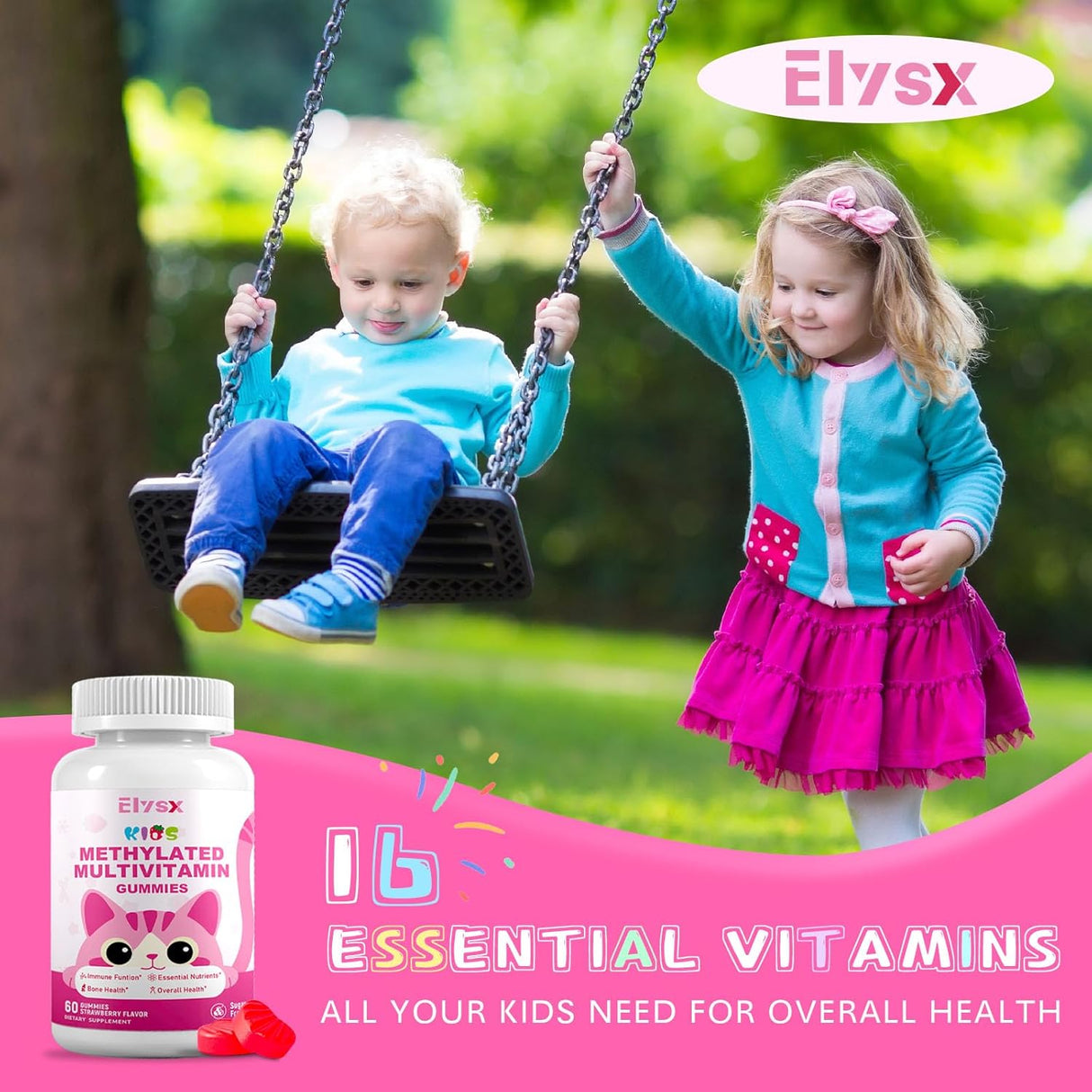 Suplemento multivitamínico masticable para niños, 60 cápsulas