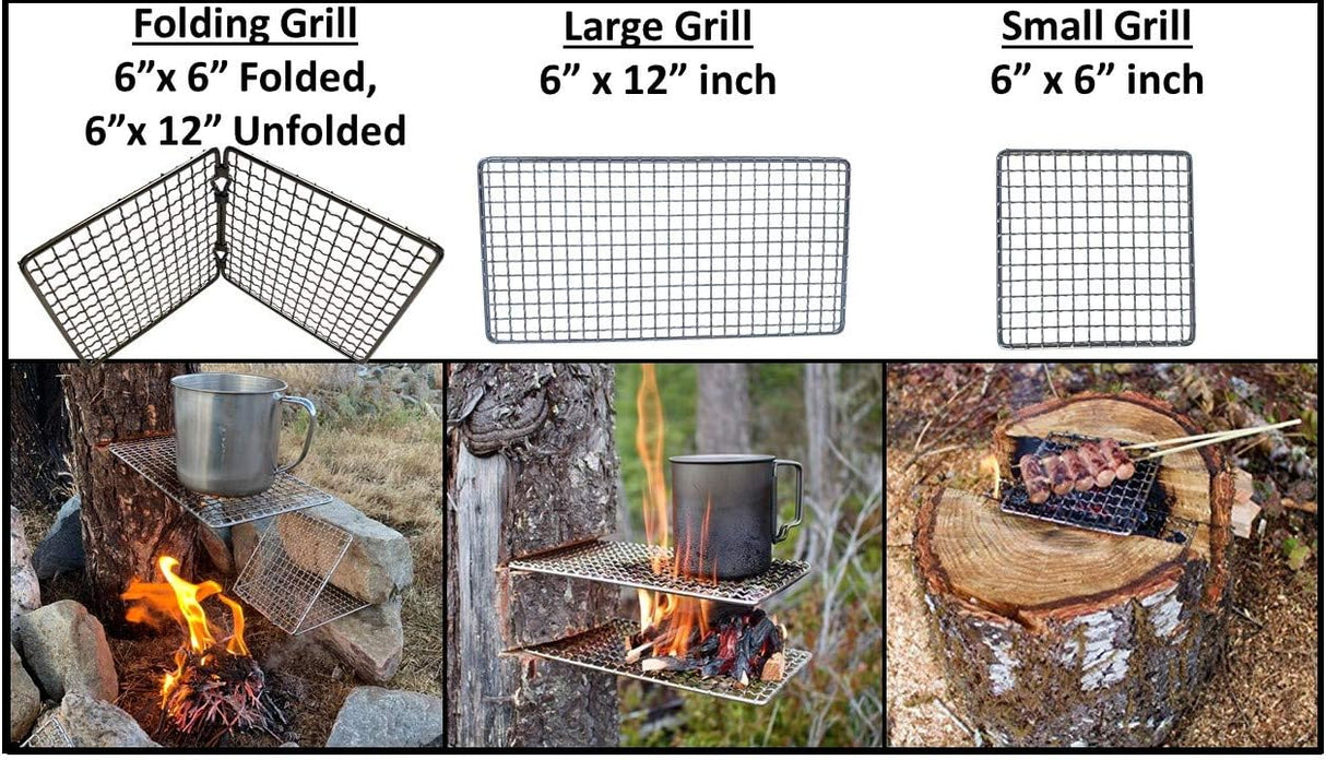 Parrilla de BBQ portátil, tabla de bambú y kit de supervivencia