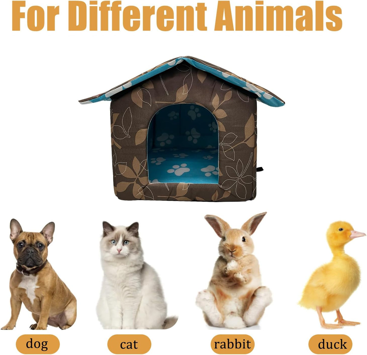 Casa para perros impermeable plegable con cojín, refugio fresco