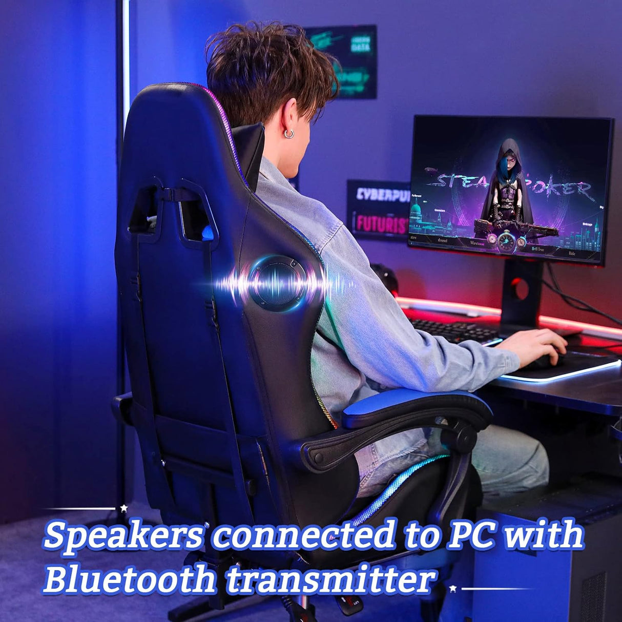 Silla Gamer con altavoces Bluetooth POA8806137 VANSPACE