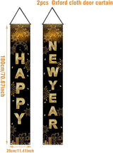 Banderas de Puerta Feliz Año Nuevo - Decoración 71x12 Pulgadas