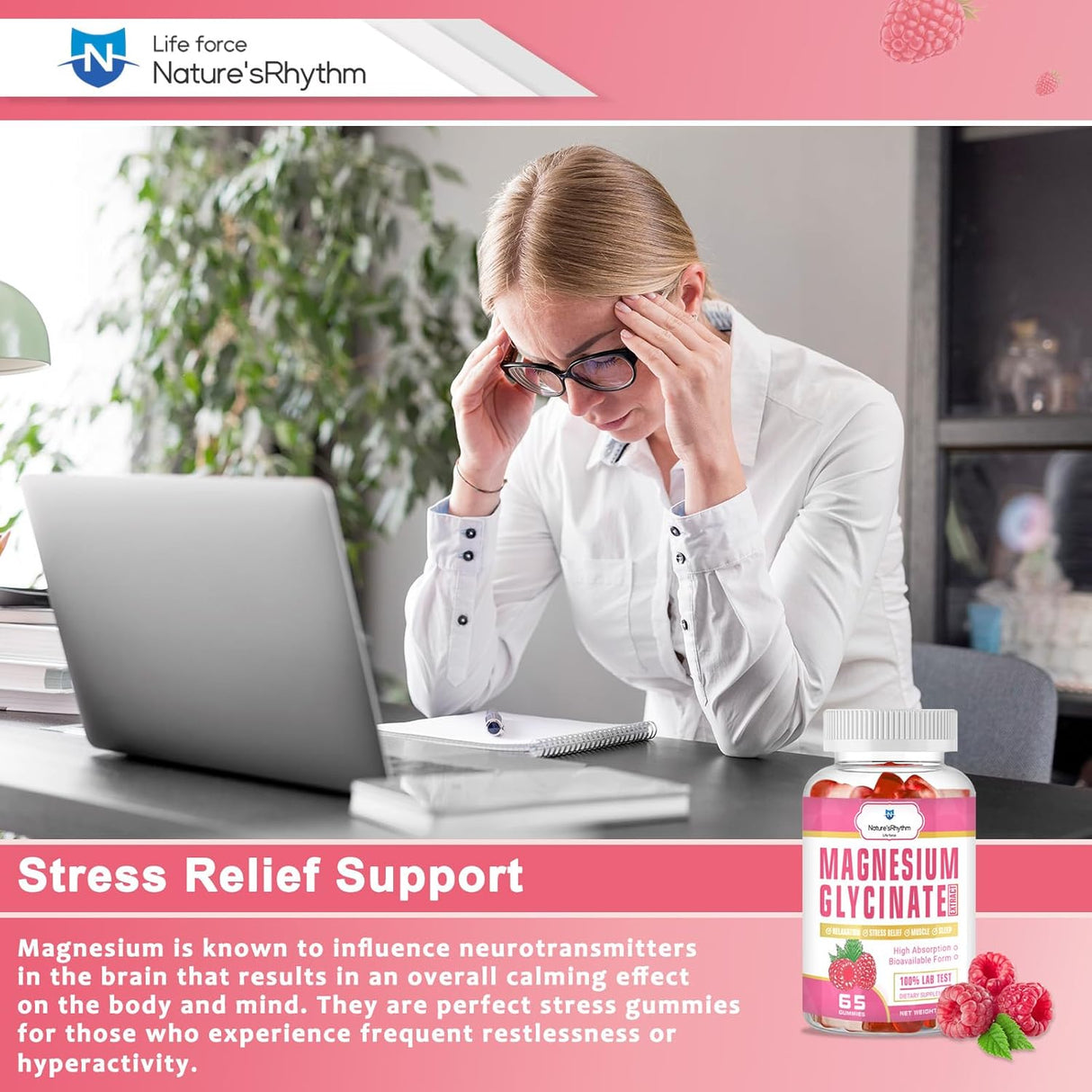 Nature’s Rhythm Gominolas de Magnesio 500mg, Relajación y Sueño