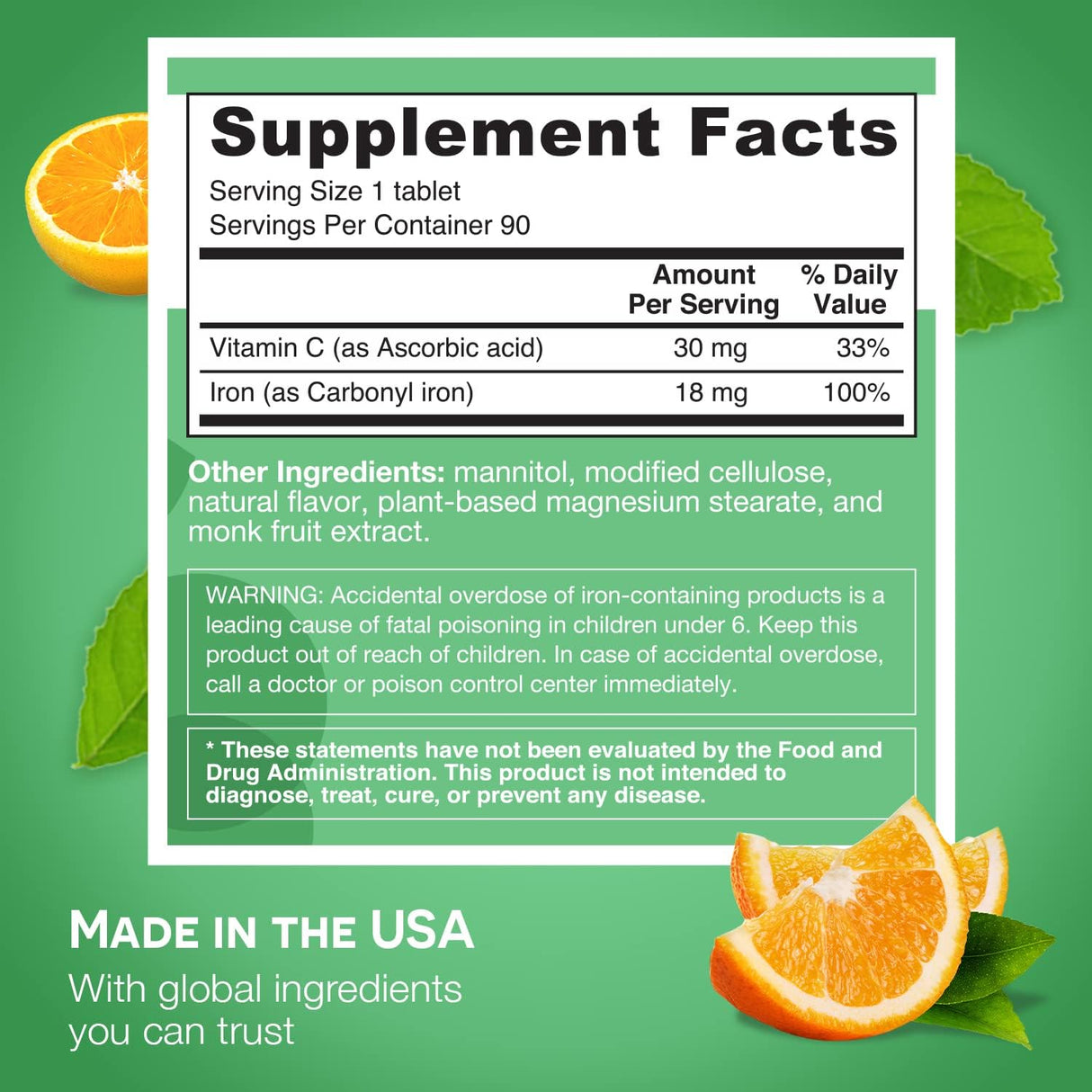 Suplemento EZ Melts Iron  vitaminas para disolver masticable