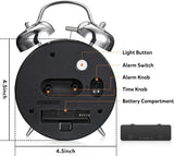 Reloj despertador analógico retro para adultos, 4 pulgadas, silencioso