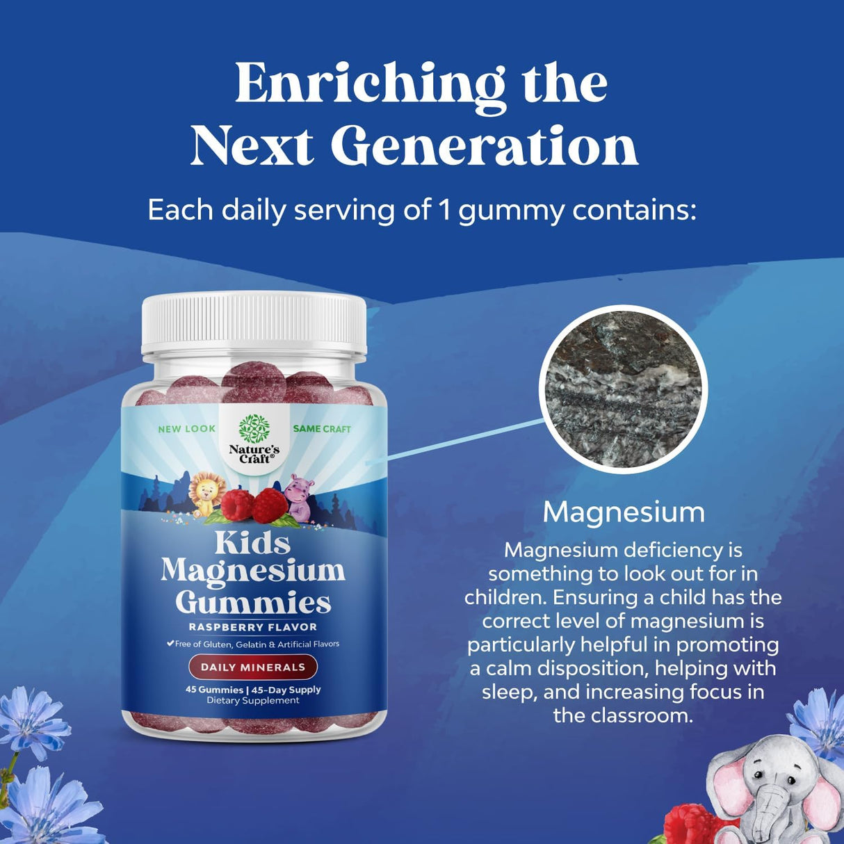 Suplementos de magnesio relajantes y calmadas para niños