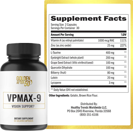 Suplemento Golden After 50 VpMax-9  apoyo para la visión