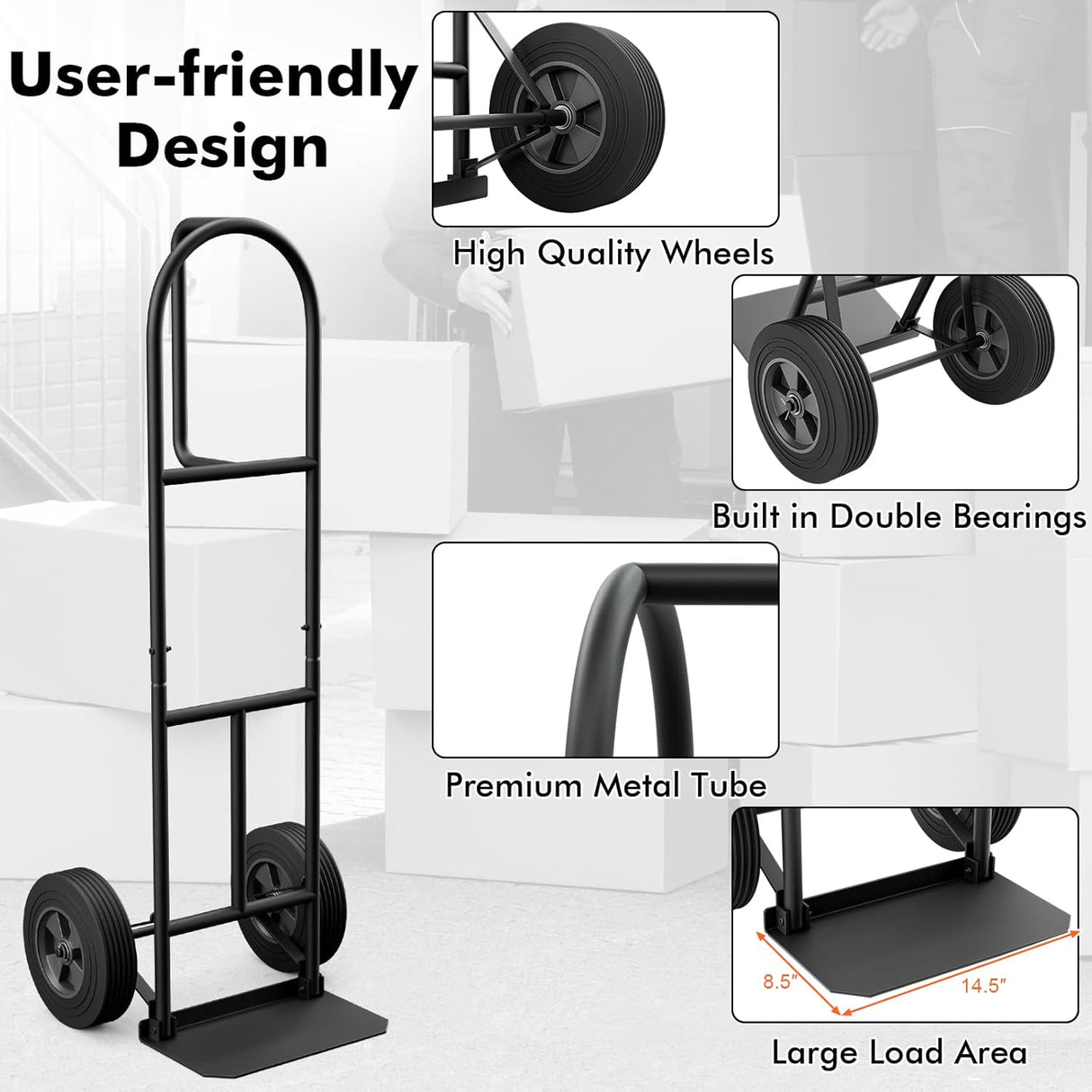Carretilla Goplus, capacidad 660 lbs, ruedas de 10, P-Handle