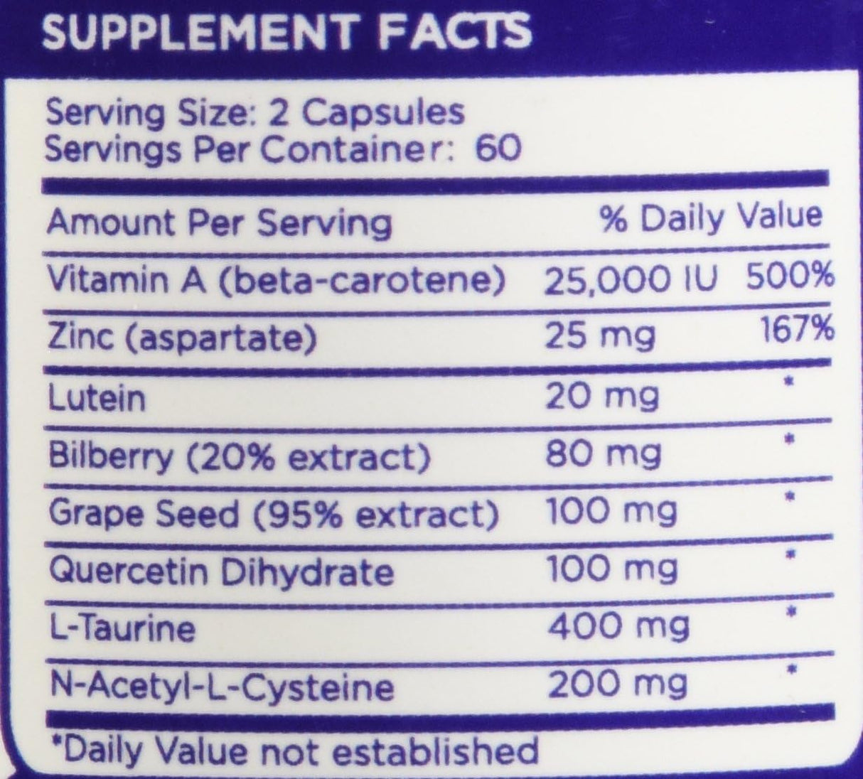 Vitamina esencial para los ojos con arándano betacaroteno