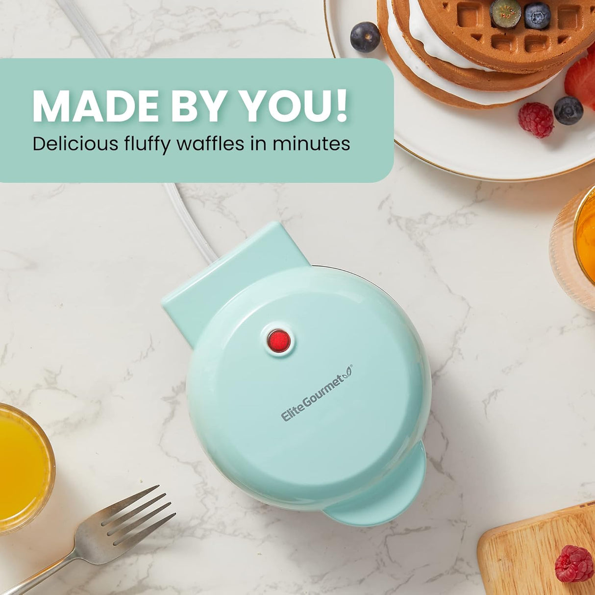 Mini Waffle Maker Elite Gourmet, 1 pulgada, fácil de limpiar, EWM013M