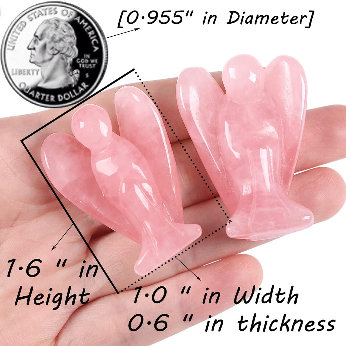 Cristales de ángel de cuarzo rosa, piedras curativas estatua