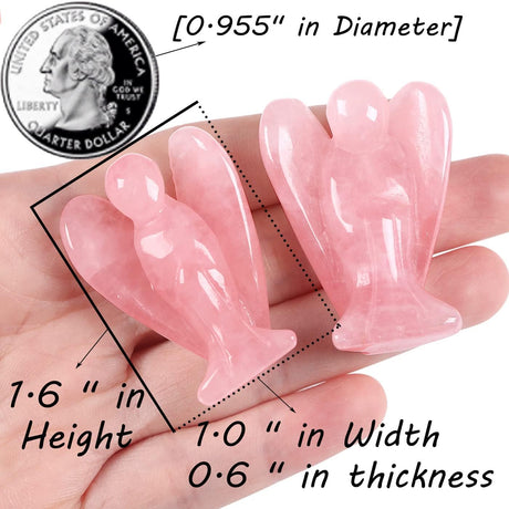 Cristales de ángel de cuarzo rosa, piedras curativas estatua