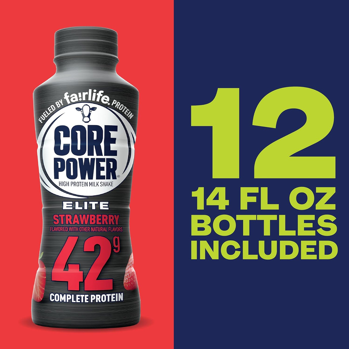 Batido de Proteína Core Power Elite, 42g, 14oz, Paquete de 12