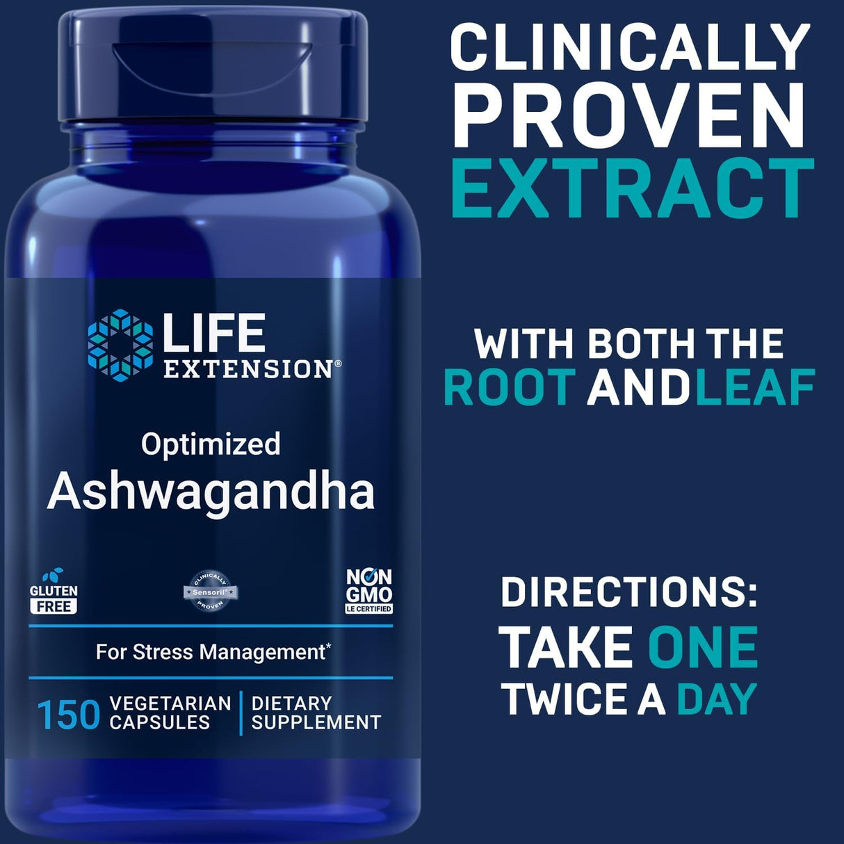 Extensión de Vida Ashwagandha Optima, 150 Veg Caps (Pack de 2)