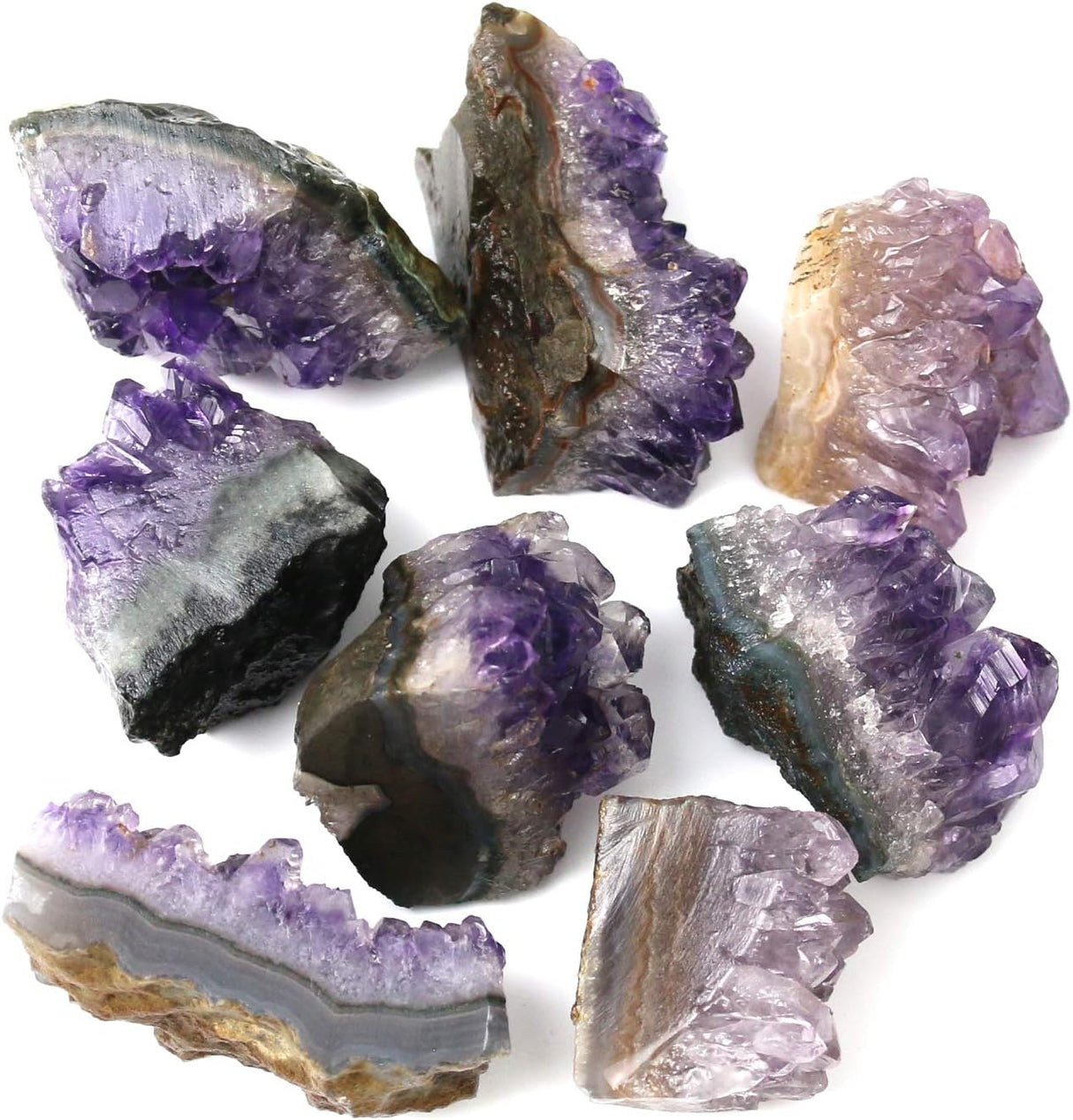 Namzi Piedras de amatista y cristales de roca cruda, racimos de cristal de amatesis natural, geodas con cristales, cuarzo amatista original, geoda de cristales de amatista real, piedras preciosas,