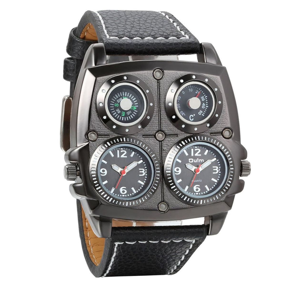 Reloj con brújula decorativa y dial de termómetro