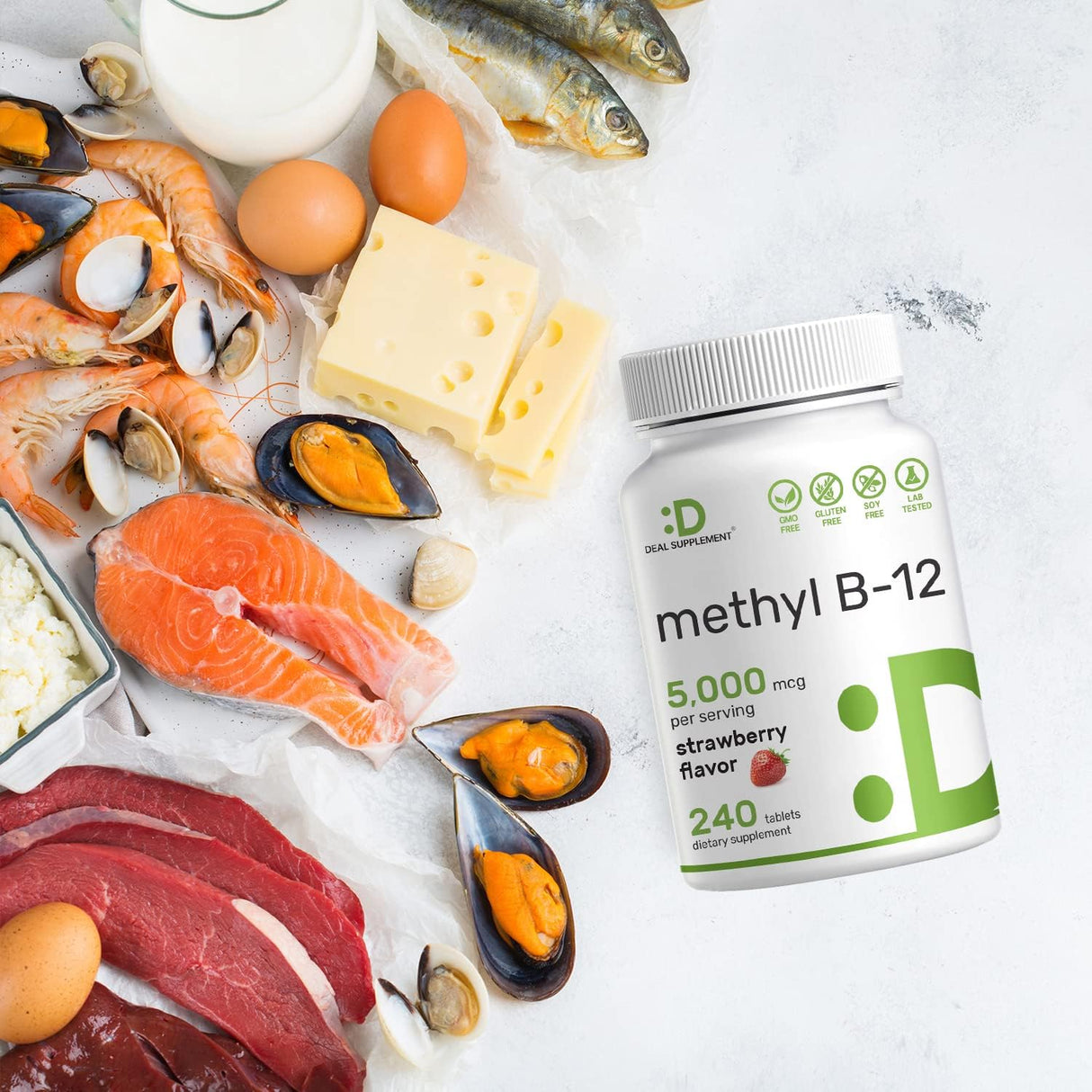 Vitaminas Metil B-12 de 5000 mcg 240 tabletas masticables