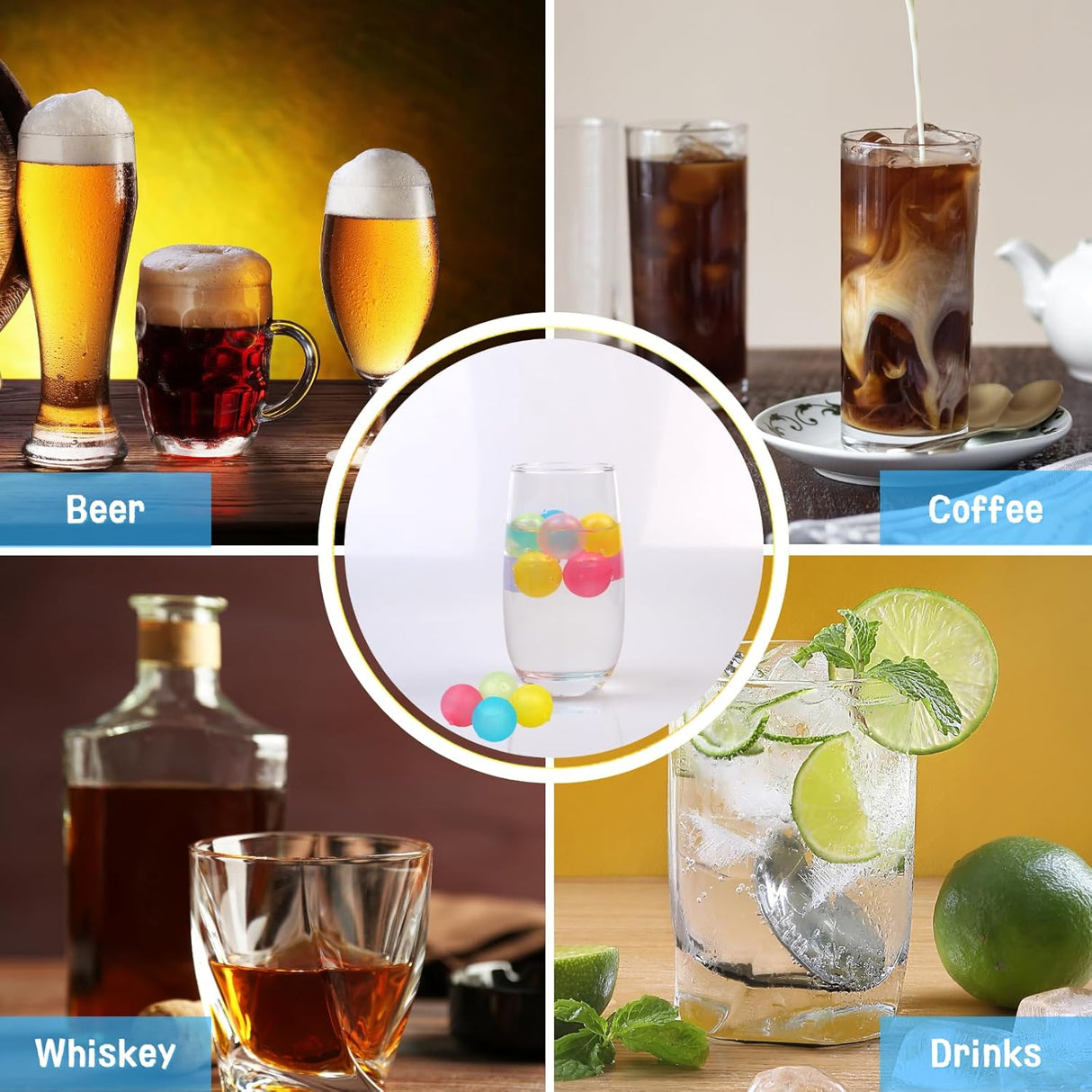 Cubos de Hielo Reutilizables con Tapa y Contenedor, Plástico