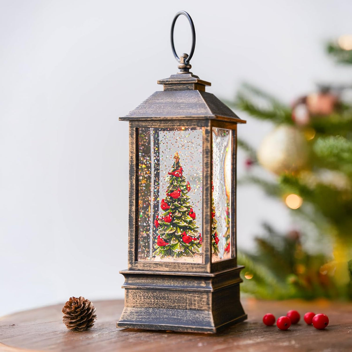 Lanterna Musical con Nieve, Árbol de Navidad, USB/Batería