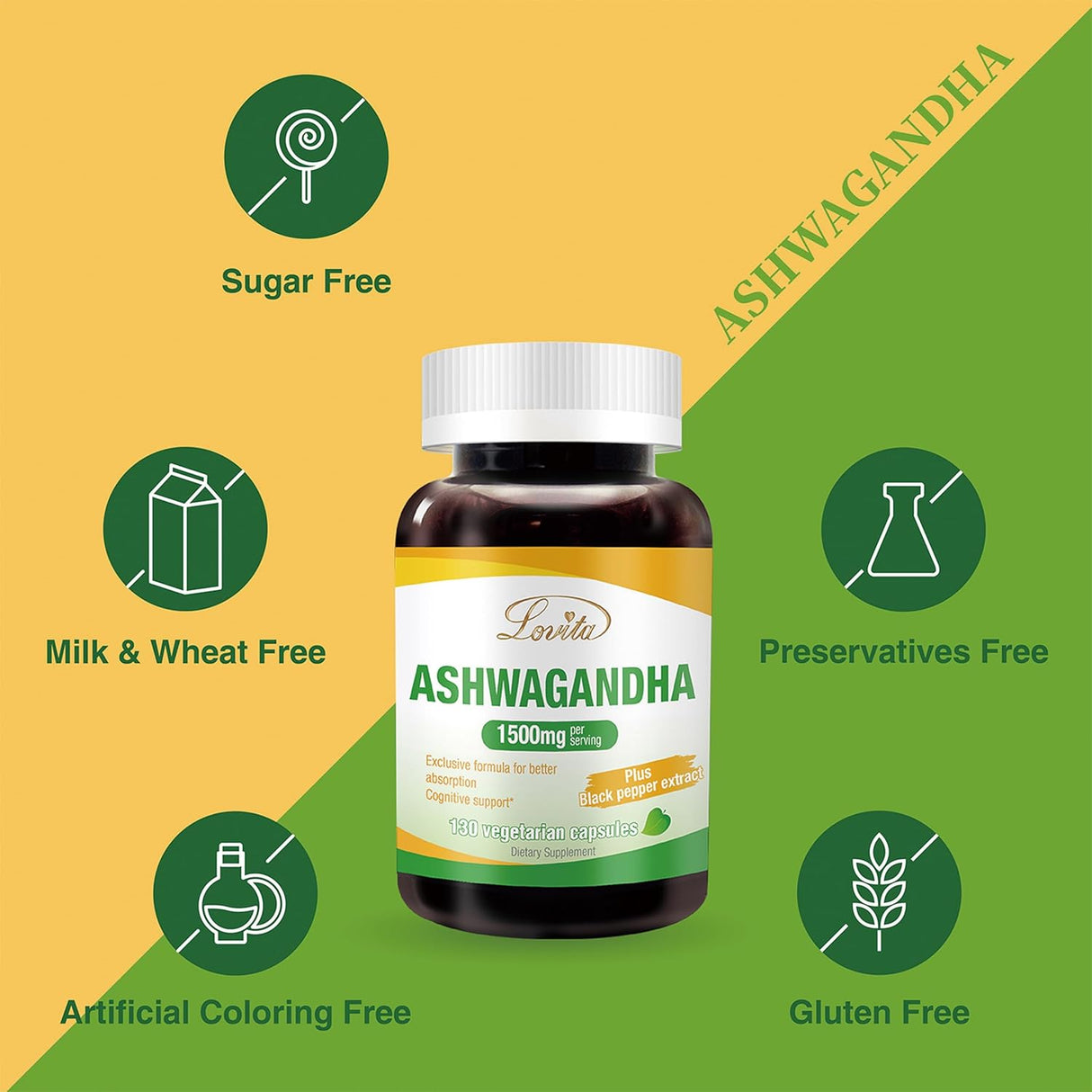 KSM-66 Ashwagandha Lovita | 22,500mg | 130 Cápsulas