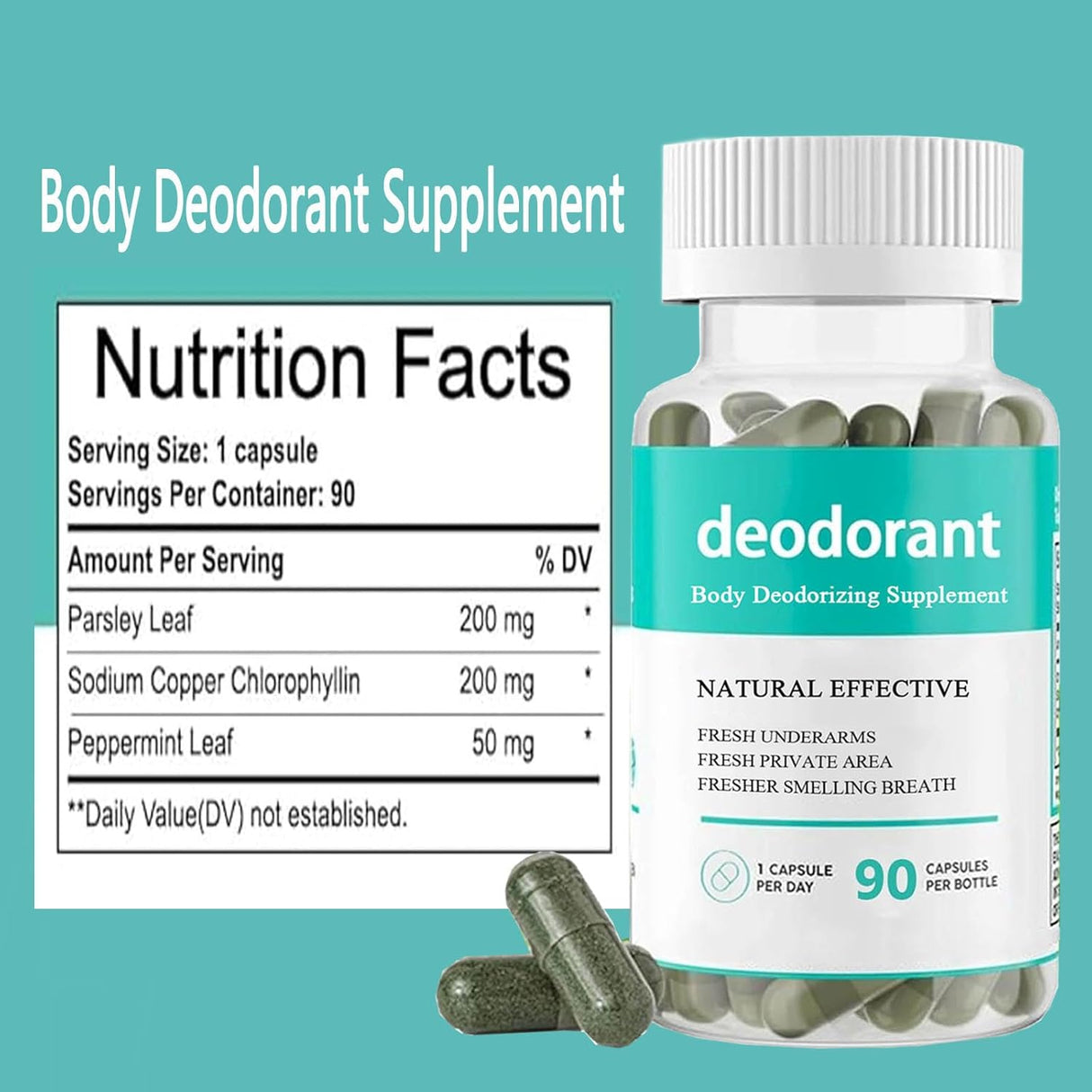 Suplemento Desodorante Corporal, 90 Cápsulas