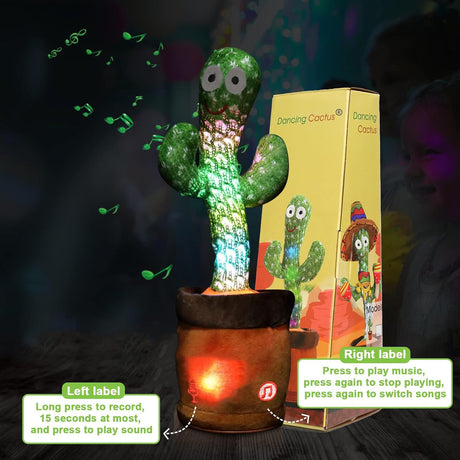 Juguete Cactus Emoin, Plush Sensory Musical, 120 Canciones, Modelo Cactus