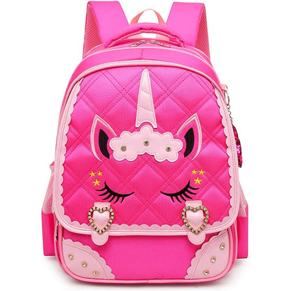 Morral escolar de unicornio para niñas rosado