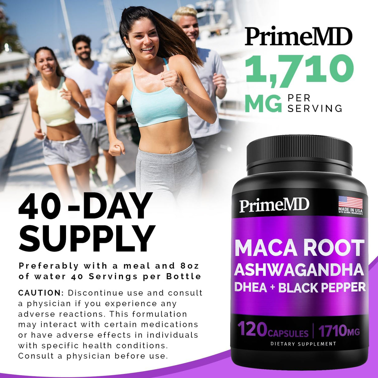 Cápsulas de Maca Orgánica y Ashwagandha - 1710mg - 120 Cápsulas
