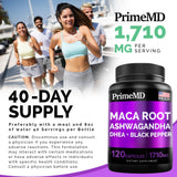 Cápsulas de Maca Orgánica y Ashwagandha - 1710mg - 120 Cápsulas