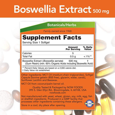 Suplemento Extracto de Boswellia 500 mg Softgels