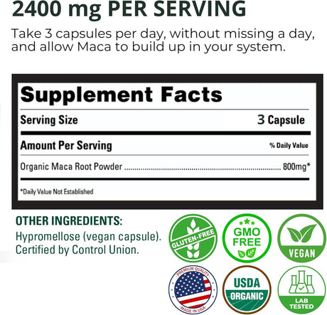 Capsulas Orgánicas de Maca para Mujeres y Hombres Peruvian Naturals