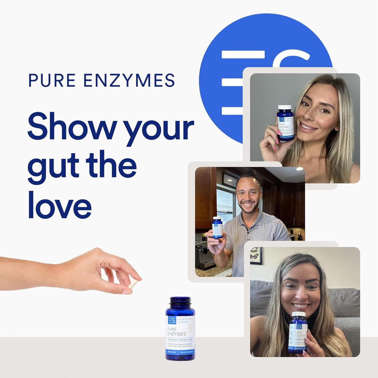 Suplementos Enzimas digestivas puras sin gluten   60 cáp