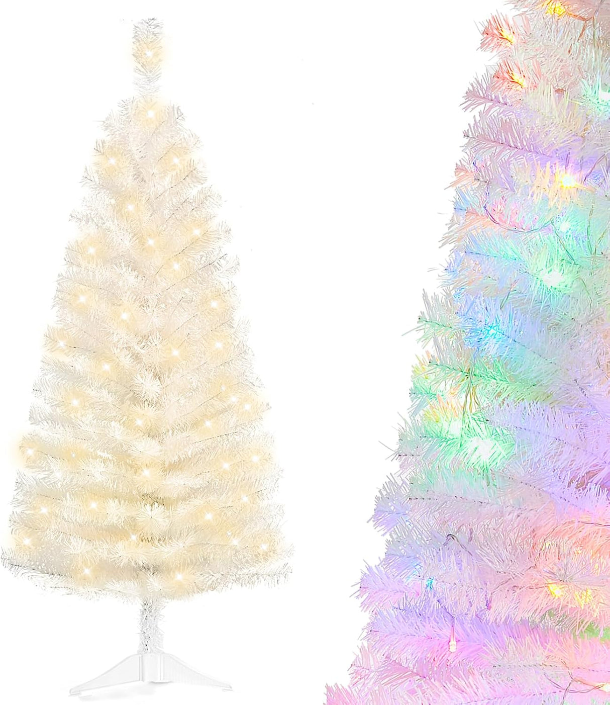 Árbol de Navidad Artificial Preiluminado, luces cálidas y de color, 4 pies