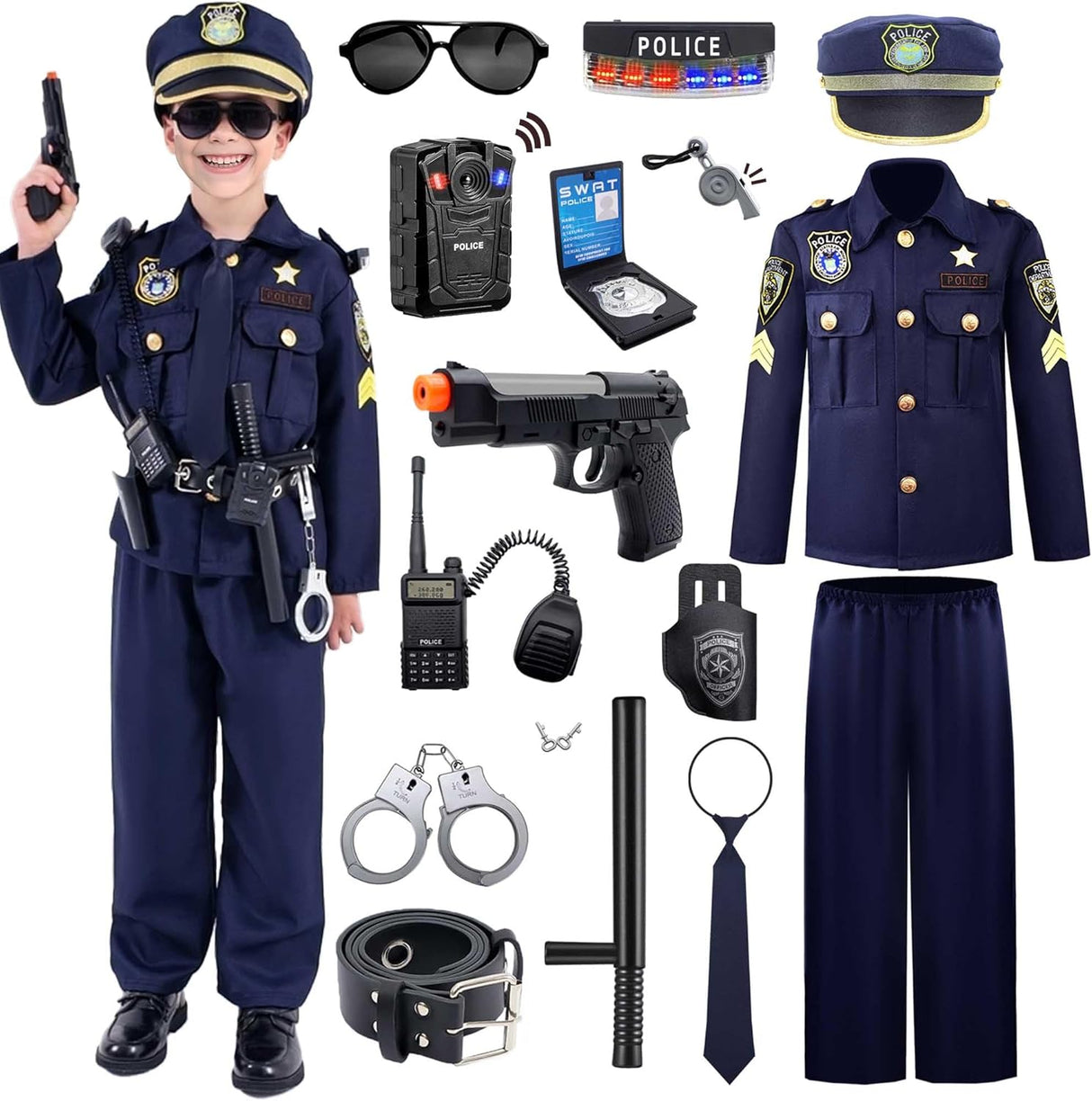 Disfraz de Policía Infantil - Uniforme con Accesorios, Modelo 2023