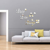 Vinilos decorativos Love Live Laugh, corazón espejo, DIY