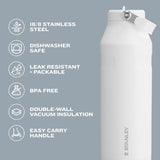 Botella de agua con popote, acero inoxidable, aislante, 2.0