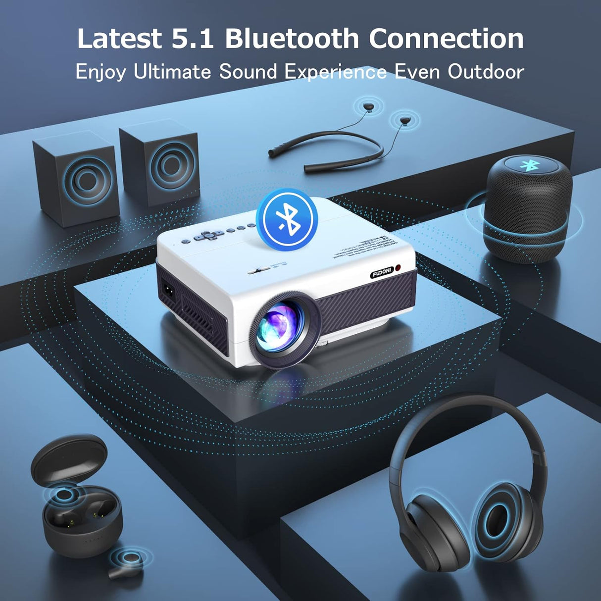 Proyector FUDONI 1080P WiFi 5G, portátil con pantalla 300