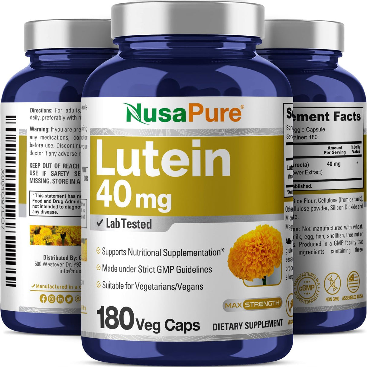 NusasPure Luteín 40mg 180 Cápsulas Veganas No GMO