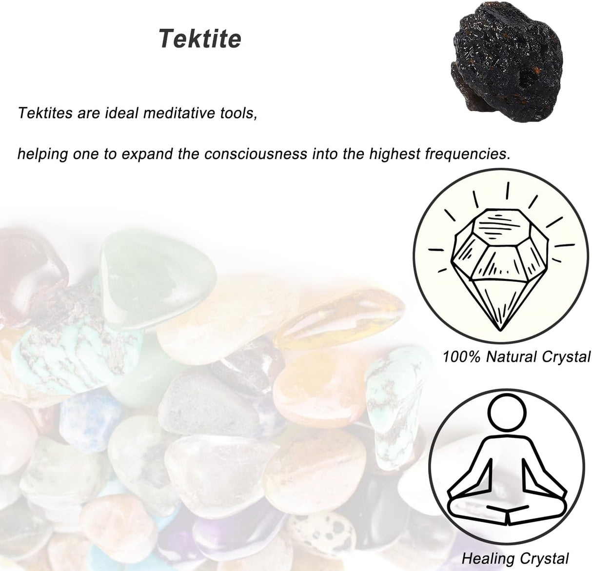 Cristales de Tektita Crudos, Piedras Naturales para Curación